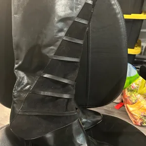 Stylish Black Leather Knee thumbnail 1