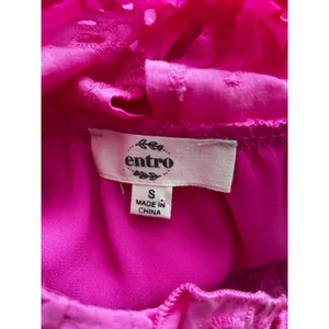 Entro Pink Eyelet Embroidered Cotton Top Flutter Sleeve Ruffle Small Fairy thumbnail 5