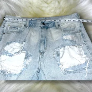 American Eagle Mom Short Distressed Light Blue Denim Shorts size 10 thumbnail 2