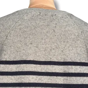 Boden Gray Navy Breton Stripe Wool Cotton Sweater Shoulder Button Nautical Large thumbnail 6
