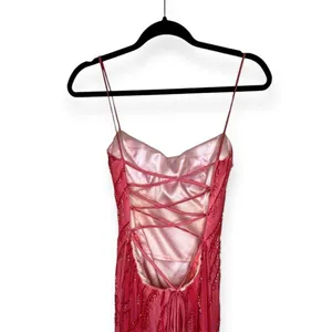 Vintage Y2K Maxi Gown Womens Pink Ombre Beaded Sequin thumbnail 7