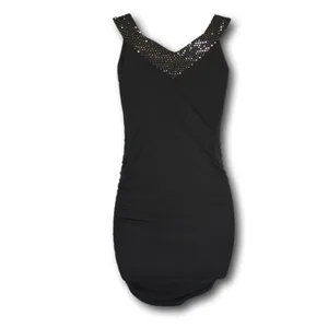 Wet Seal Black Bodycon Dress Sequin Ruched Cocktail Party Women’s M thumbnail 3