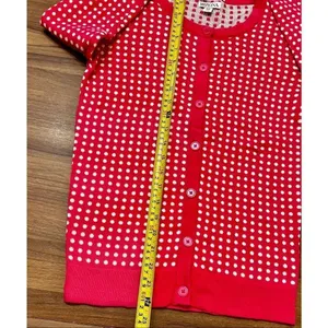 Merona Womens Pink White Polka Dot Cardigan Sweater Button Small Worn By Actress thumbnail 6