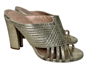 Tory Burch Brida Metallic Mule Sandals Size 8.5 thumbnail 1