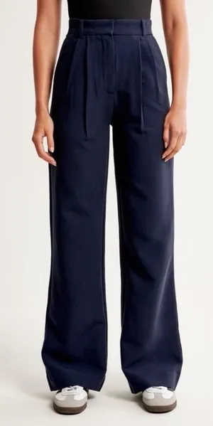Abercrombie & Fitch Sloane Tailored Pant Women 37 Regular Navy Ultra High Wide‎ thumbnail 1