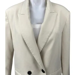 Zara Cream White Double Breasted Notch Collar Button Blazer Coat Jacket Size S thumbnail 3