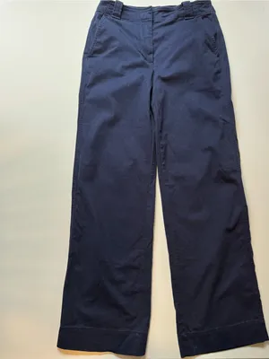 Jcrew Classic Wide-Leg Navy Cotton Pants Sz 2 thumbnail 2