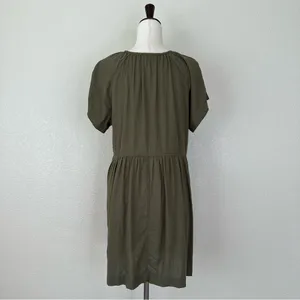 Universal Threads Linen Blend Olive Green Short Sleeves Shift Dress, Sz Large thumbnail 8