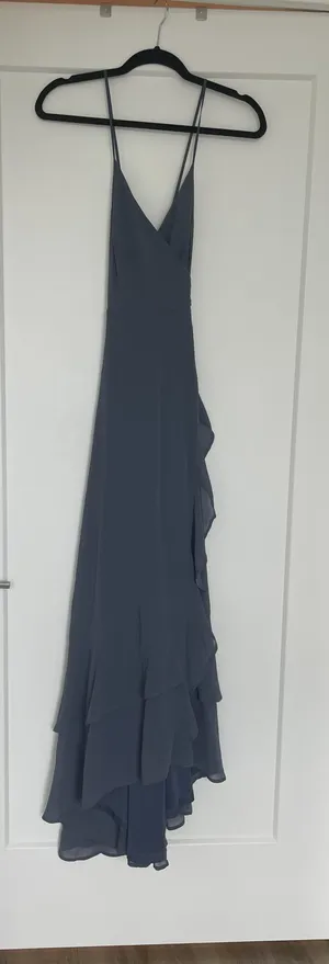 Lulus In Love Forever Granite Blue Lace-Up High-Low Maxi Dress thumbnail 1