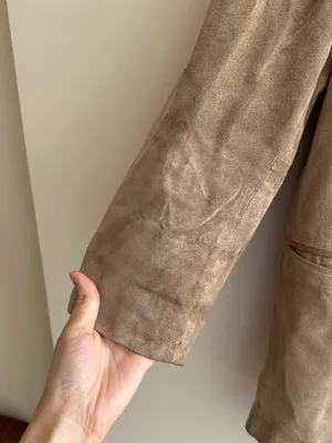 L.L. Bean Tan Suede Blazer Jacket, Fall Outerwear, Size 10 Petite thumbnail 4