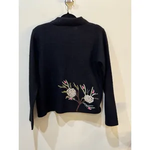 Susan Bristol Women Embroidered Cardigan Sweater Size Medium 100% Wool‎ 90's Y2K thumbnail 3