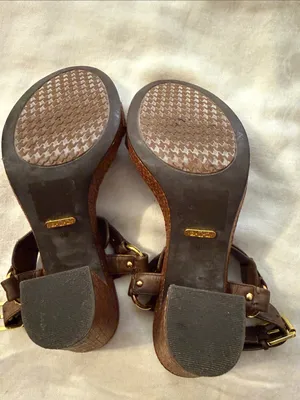 Lauren Ralph Lauren Brown Woven Leather Ankle-Strap Heels thumbnail 6