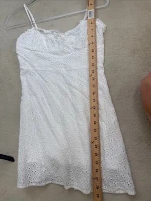 Lulu’s Friendly Flirtation White Sleeveless A-line Eyelet Mini Dress White Sz M thumbnail 9