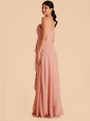 Birdy Grey Winnie Dusty Rose Bridesmaid Dress Medium NWT Strapless Ruffle Maxi thumbnail 2