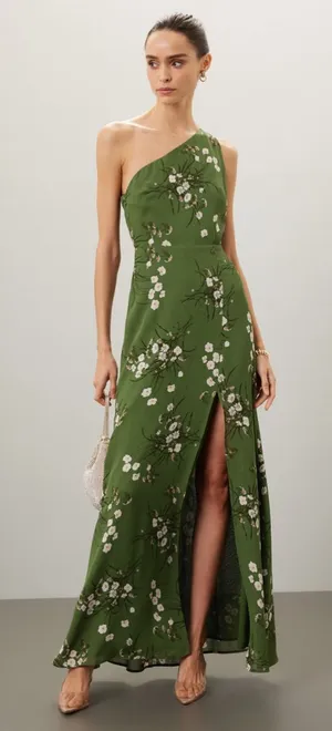 Reformation Evelyn Floral Maxi Dress in Green Floral 6 thumbnail 1
