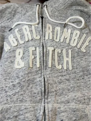 Abercrombie & Fitch Sherpa Lined Full Zip Hoodie Gray Embroidered Logo Women’s L thumbnail 2