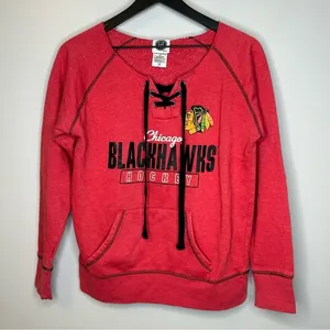 NHL Chicago Blackhawk’s Women’s Lace Up‎ Sweatshirt Size L 12/14 thumbnail 1