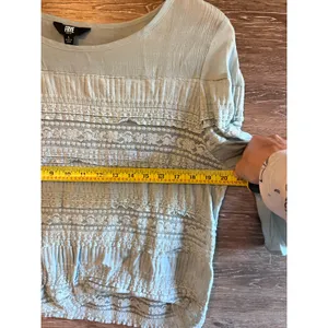 Frye top blouse size Large light green boho country lace thumbnail 2