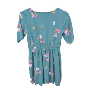 Abercrombie & Fitch Green Floral Faux Wrap Mini Dress Short‎ Sleeve Womens Small thumbnail 3