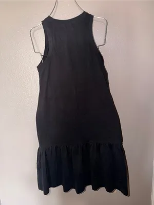 Madewell Black Sleeveless Ruffle-Hem Mini Dress thumbnail 3