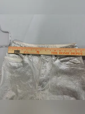 Abercrombie & Fitch Silver Metallic Jeans 28/6R Curve Love 90s‎ relaxed jeans thumbnail 7