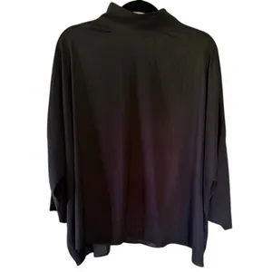 Chico's Black Label Black Satin Mock Neck Dolman Sleeve Blouse XL thumbnail 3