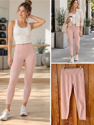 Varley Biona 7/8 Leggings Light Pink Yoga Pilates Barre Size L💛🎀 thumbnail 2