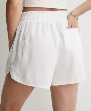 Aerie White Linen Blend Smocked Waist Ruffle Shorts women size S/P thumbnail 1