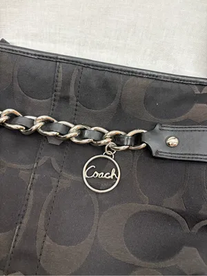 Coach Signature Optic Chain Black Shoulder Bag Purse Duffle thumbnail 3