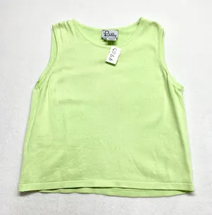 Lilly Pulitzer Knit Tank Top Womens Size PXL Lime Green Cotton Sleeveless Shell‎ thumbnail 1