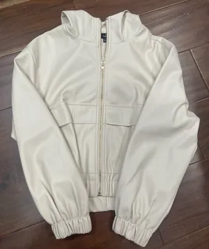 Atomic Off White Vegan Leather Bomber Jacket  XS thumbnail 8