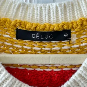 Boutique Deluc Multicolor Striped Knit Top Tank Sweater‎ White Red Medium thumbnail 7