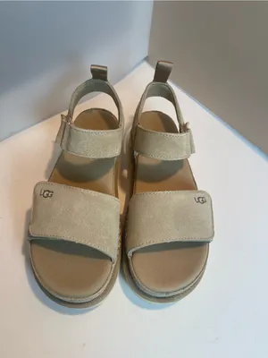 UGG Goldenstar Suede Platform Strap Sandals Sand Size US 8 EU 39 thumbnail 5