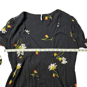 Free People Time On My Side‎ Black Floral Wrap Dress thumbnail 7