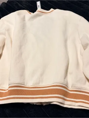 PINK Cream Zip-Up Jacket with Tan Trim thumbnail 8