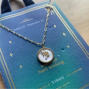 Beloved + Inspired 14K Gold Dipped Mother of Pearl Zodiac Pendant Necklace - NWT thumbnail 5