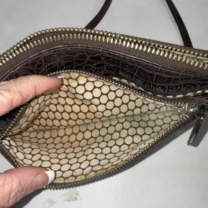 Vintage Y2K 90s Brighton Crocodile Leather Croc Wallet Organizer Crossbody Purse thumbnail 3