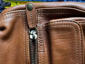 Vintage Fossil shoulder bag features a rich, warm tan leather thumbnail 3