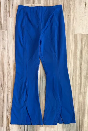 Free People Wide Leg Slit Pants Blue Size Medium thumbnail 1