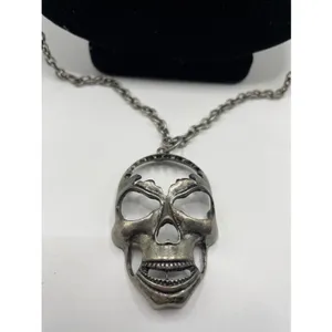 Skull Skeleton Head Rapper Necklace Punk Style Long READ thumbnail 2