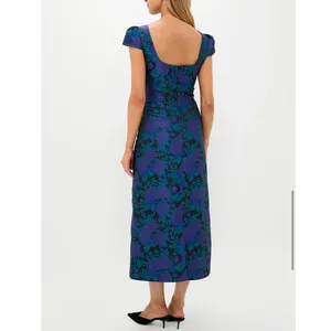 Hyacinth House Archibald Maxi Dress Womens M Navy Indigo Floral Jacquard NWT thumbnail 2