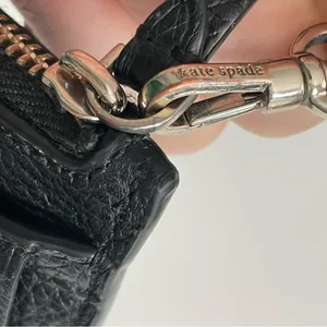 Kate Spade Leila Credit Card Holder Wristlet ID Key Ring Pebbled Leather Black thumbnail 12