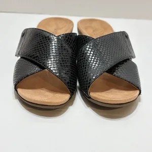 Vionic Women’s Leticia Black Leather Lizard Wedge Criss Cross Sandals Size 7 thumbnail 7