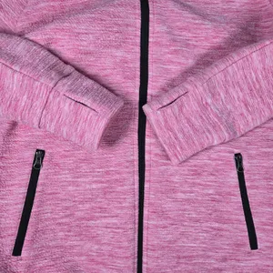 Gym + Coffee Pink Fleck Heathered Full Zip Hoodie‎ Jacket Athleisure Women Small thumbnail 5