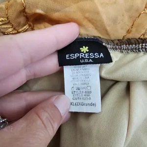 Vintage Espressa USA 90s Orange & Brown Embroidered Babydoll Tank Size 2X thumbnail 5