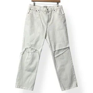 Abercrombie & Fitch 90s Straight Ultra High Rise Jeans 32/14S White Distressed thumbnail 2