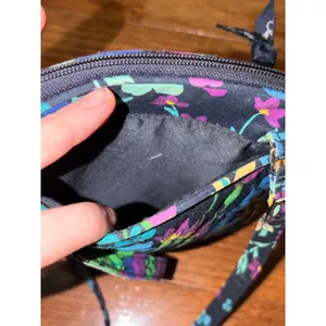 Vera Bradley Crossbody Bag Floral Quilted Blue Purple‎ ID Window Small OS thumbnail 4