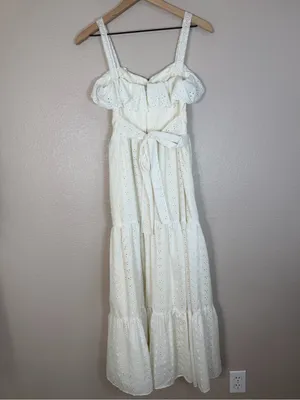 Roberta Vintage 70’s White Cotton Eyelet Lace Tiered Maxi Sundress 7 Cottage thumbnail 9