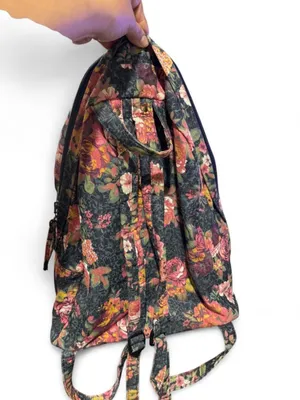 BDG Floral Quilted Backpack - Pink, Yellow, Green on Black thumbnail 2