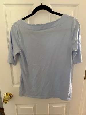 Talbots Light Blue Pima Cotton Tee Size Small STAIN thumbnail 7